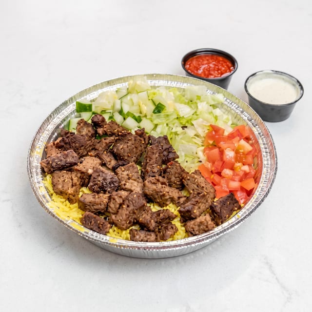 Lamb Over Rice Plate.